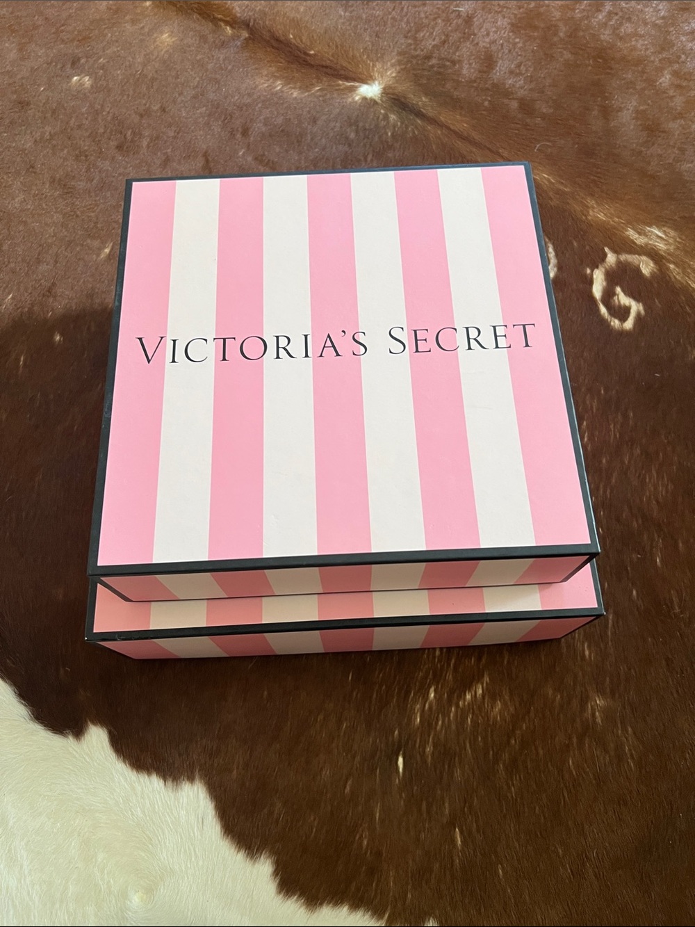 Victoria's Secret Store Display Signature Pink Stripe Gift Box, Set of 2